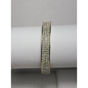 Juicy Couture Gold Tone Pave Crystal Hinged Brace… - image 1